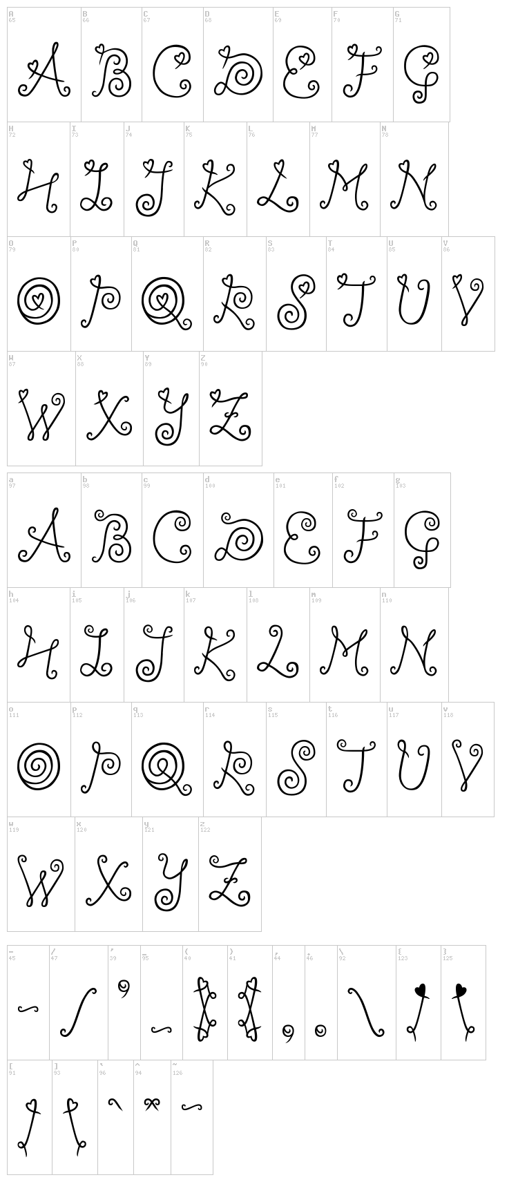Ylee Dalkom Roll Cake font map